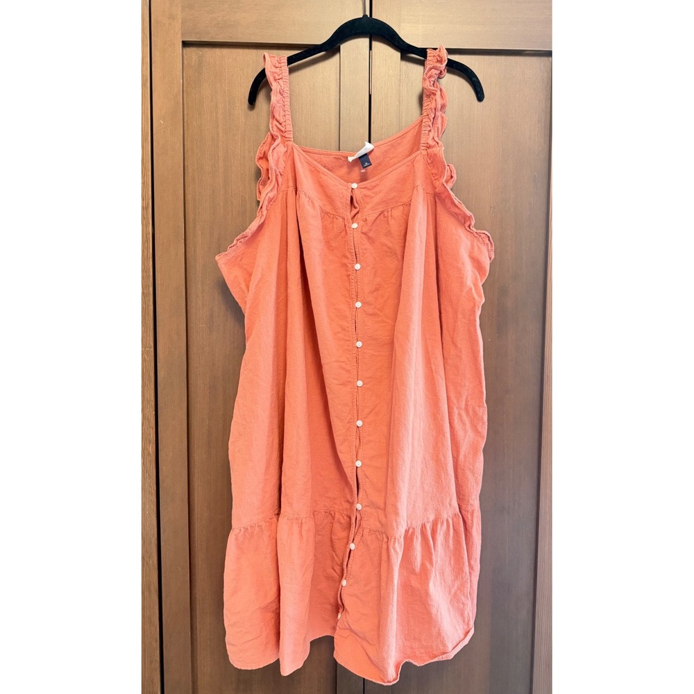 Universal Thread Womens Tiered Midi Dress Orange Sz 3X Cotton Ruffle Lightweight